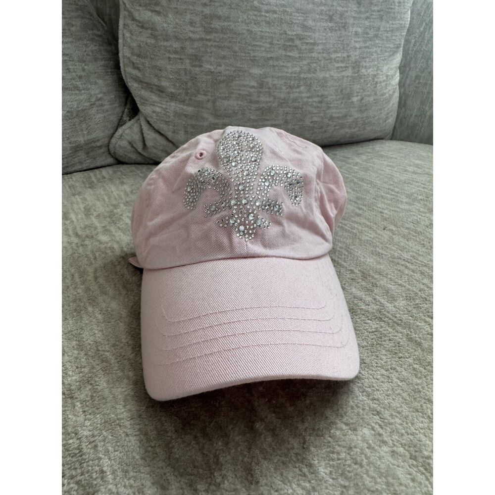 Fleur Di Lis Cap Light Pink Embellished Bling Womens Cap OS Decky